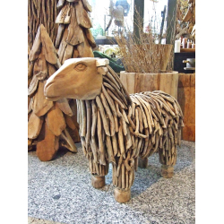 Owca z drewna tekowego Dekoracja Ozdoba 1:1 XL